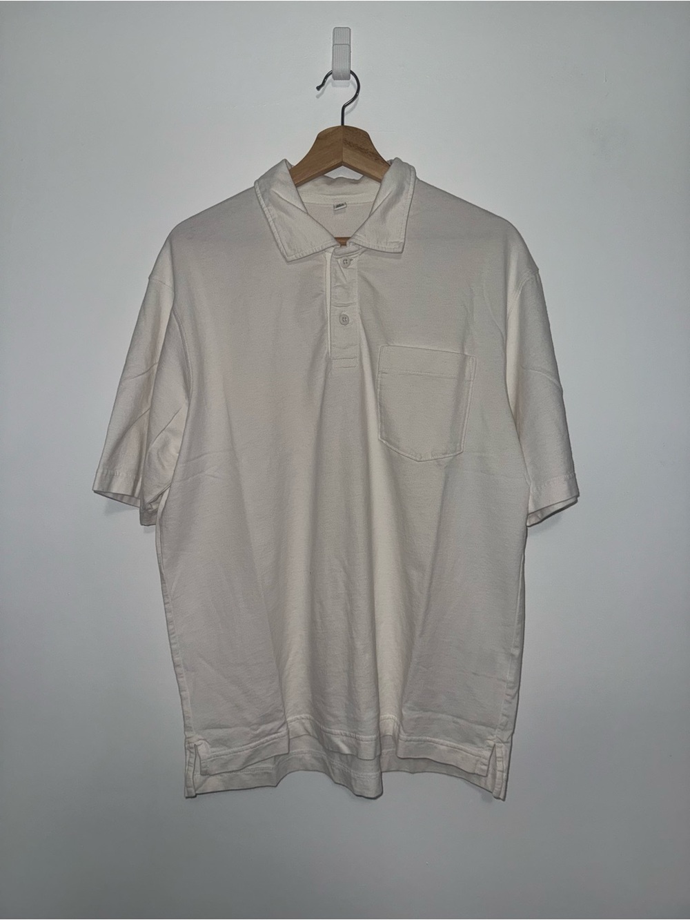 Uniqlo Cream Short-Sleeve Polo with Chest Pocket